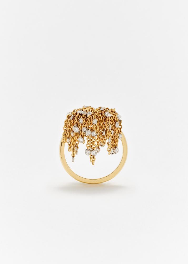 Yvonne Léon Bague Pompon Diamants Or Jaune