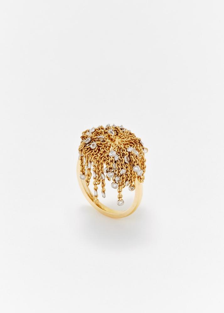 yvonne léon bague pompon diamants or jaune