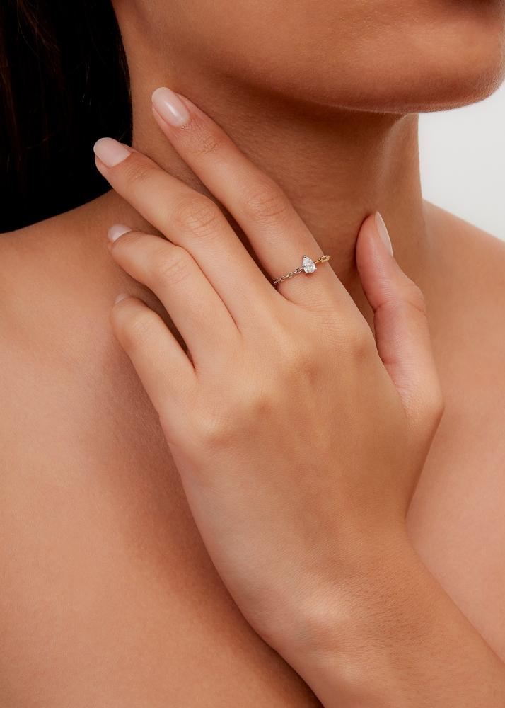 Yvonne Léon Bague Solitaire Diamant Poire Gm 2 Ors