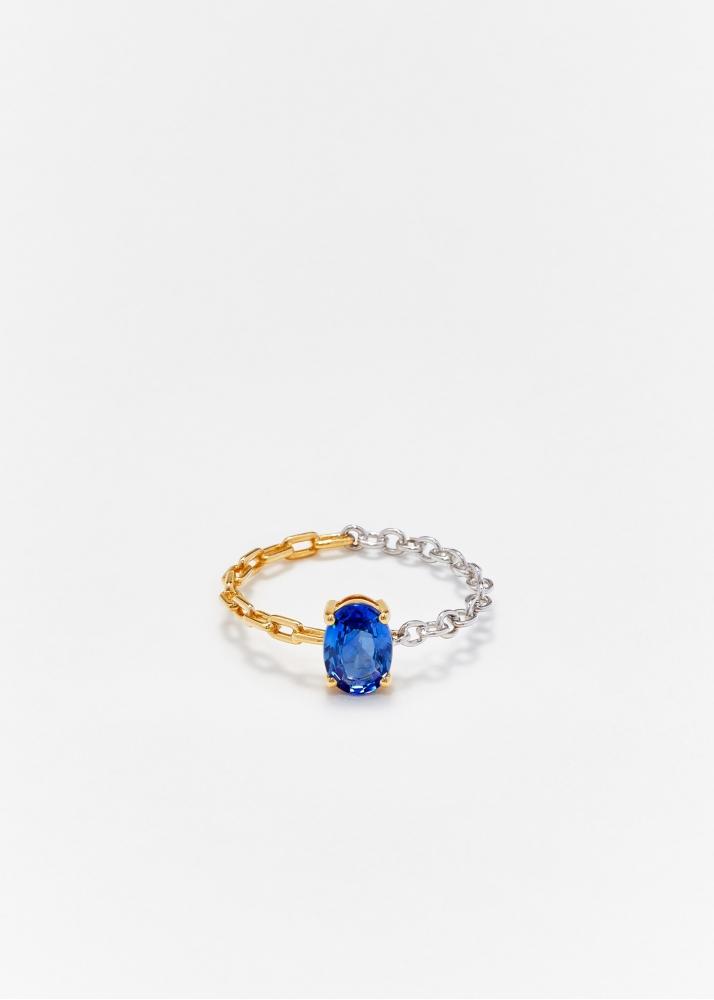 yvonne léon bague solitaire saphir bleu 2 ors