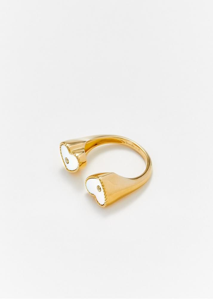 Yvonne Léon Bague Toi & Moi Coeur Nacre Or Jaune