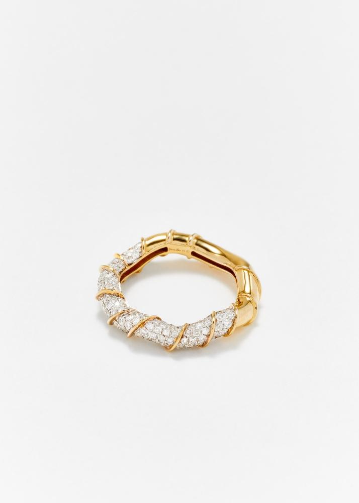 Yvonne Léon Bague Twistée Full Diamants Or Jaune