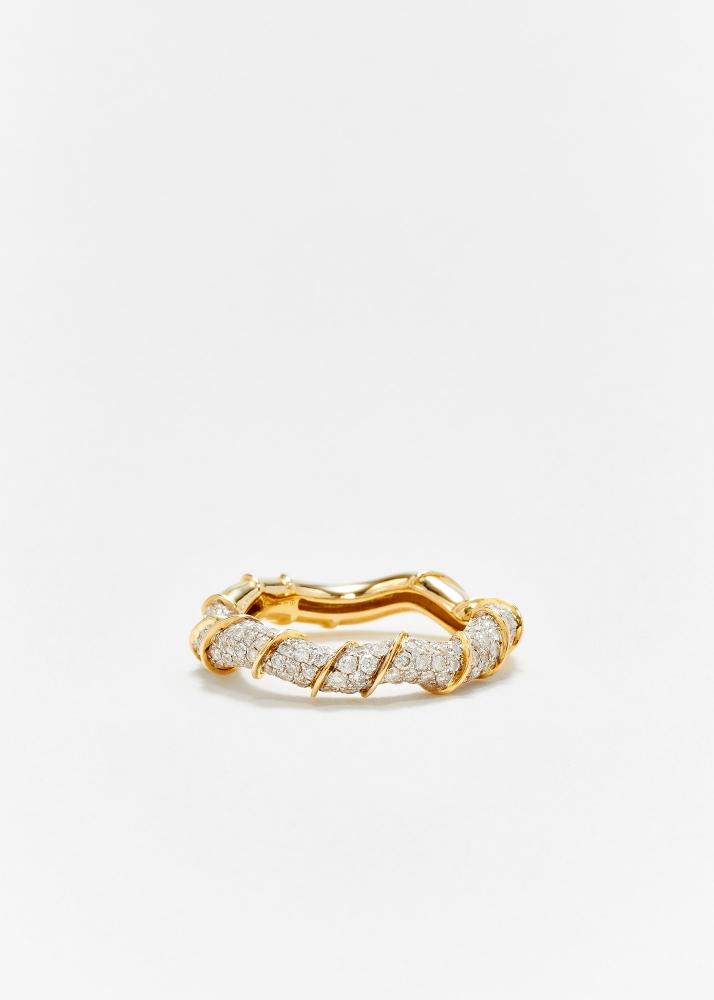 yvonne léon bague twistée full diamants or jaune