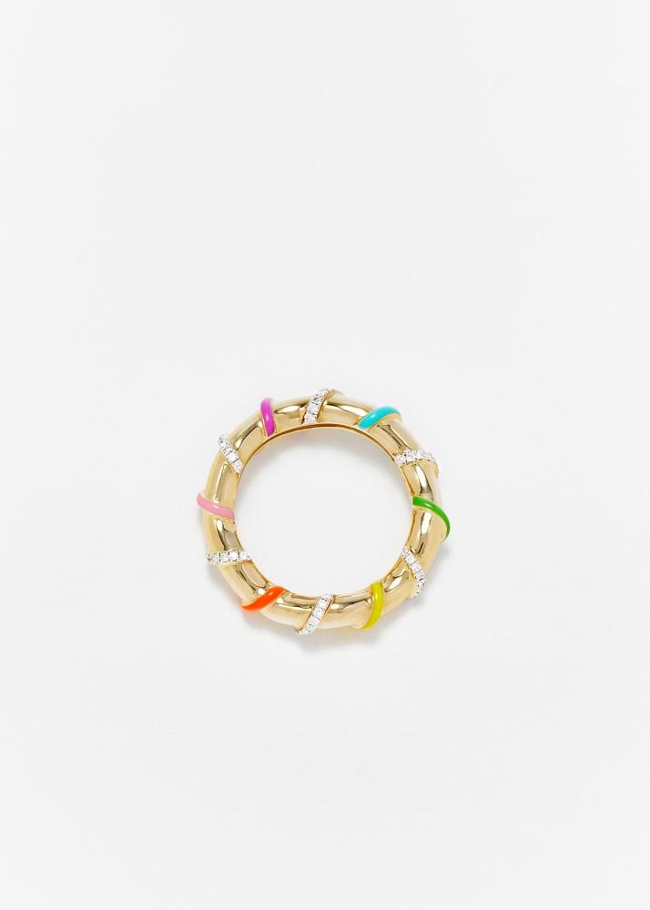 Yvonne Léon Bague Twistée Rainbow Or Jaune