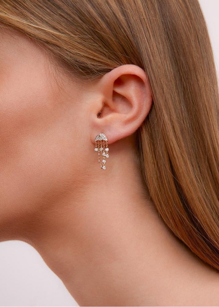 Yvonne Léon Boucle D'oreille Méduse Diamants 2 Ors