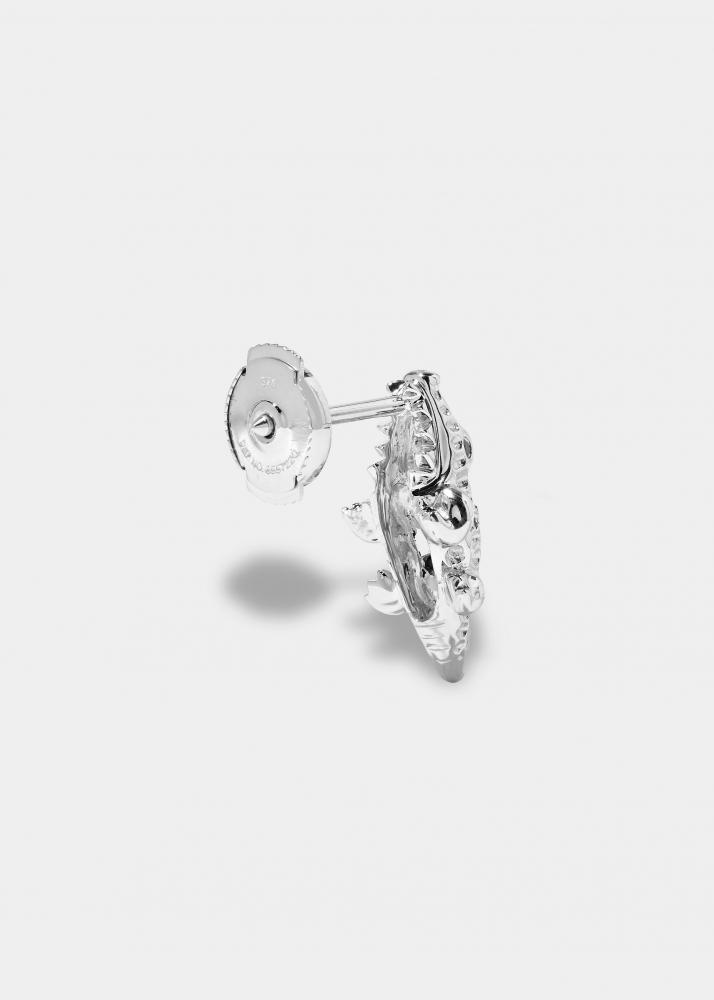Yvonne Léon Boucle D'oreille Mini Croco Or Blanc