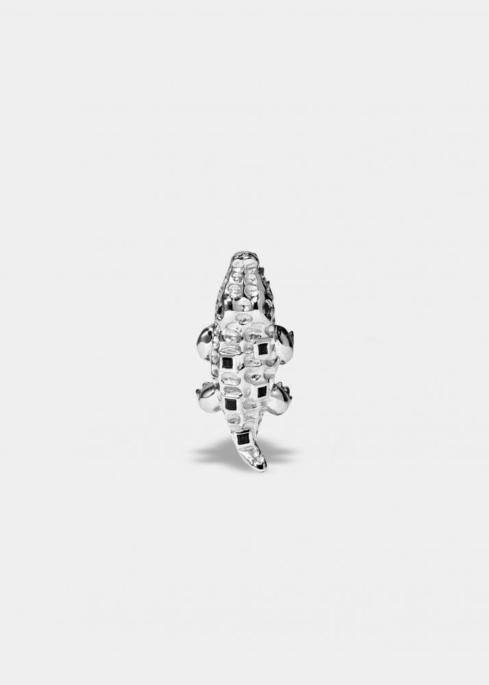 yvonne léon boucle d'oreille mini croco or blanc