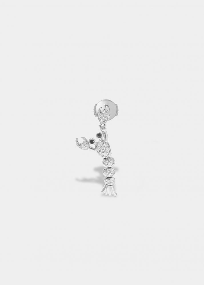 yvonne léon boucle d'oreille mini homard or blanc