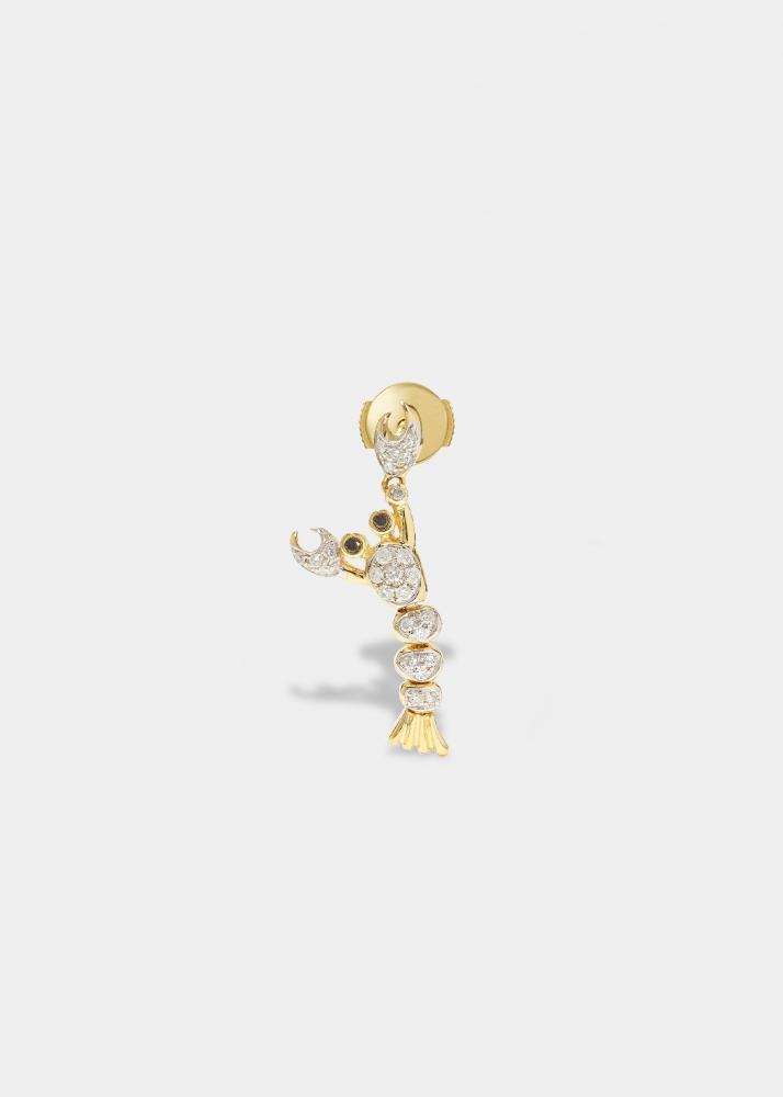 yvonne léon boucle d'oreille mini homard or jaune