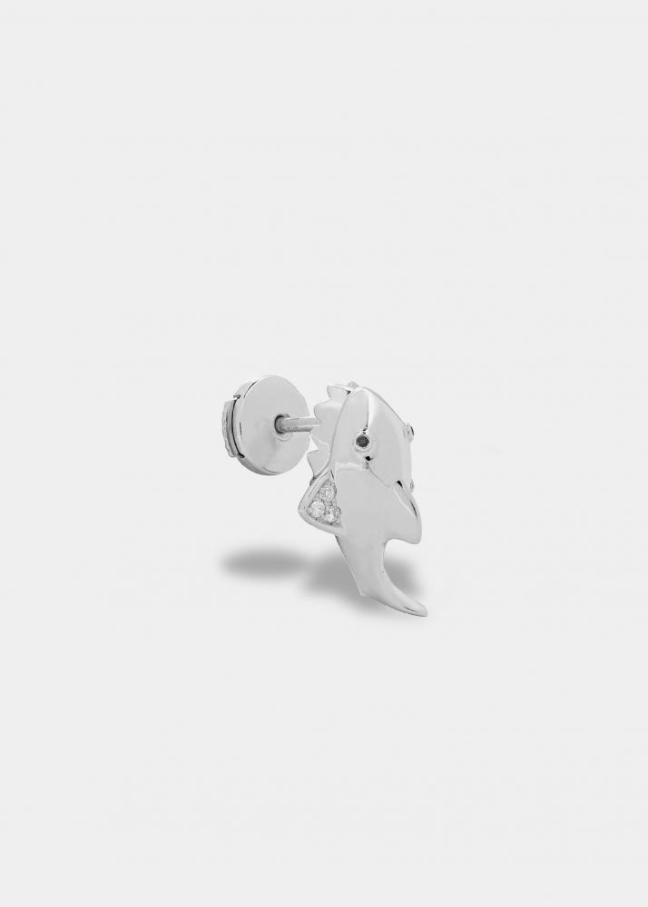 Yvonne Léon Boucle D'oreille Mini Requin Or Blanc