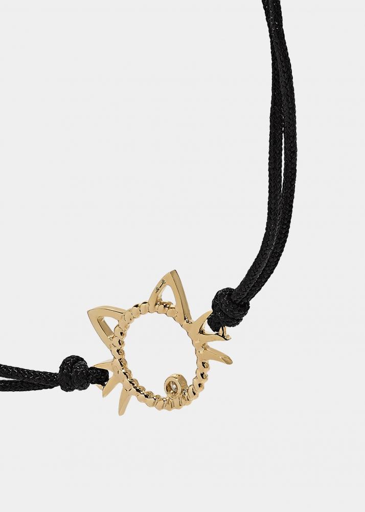 Yvonne Léon Bracelet Fil Chat Noir Or Jaune