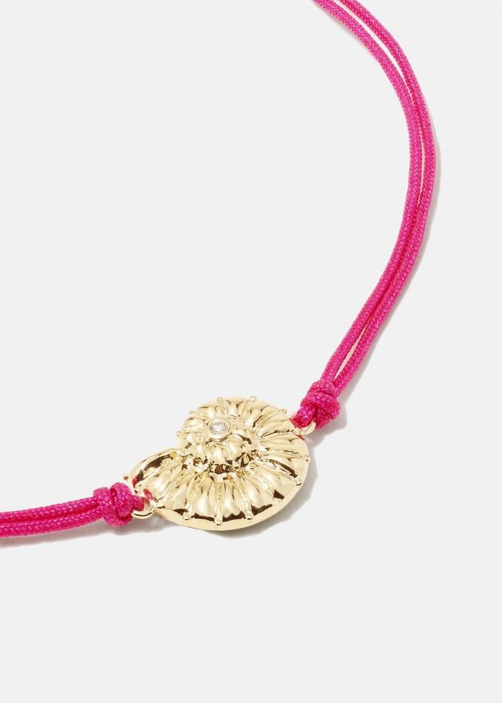 Yvonne Léon Bracelet Fil Nautilus Fuchsia Or Jaune