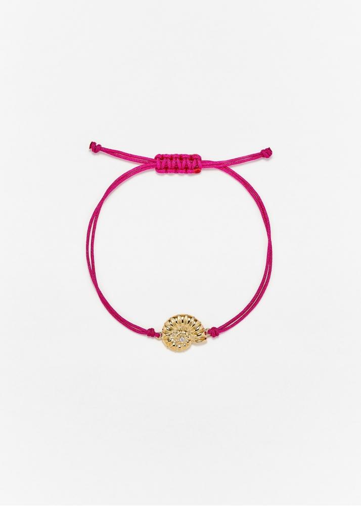 yvonne léon bracelet fil nautilus fuchsia or jaune