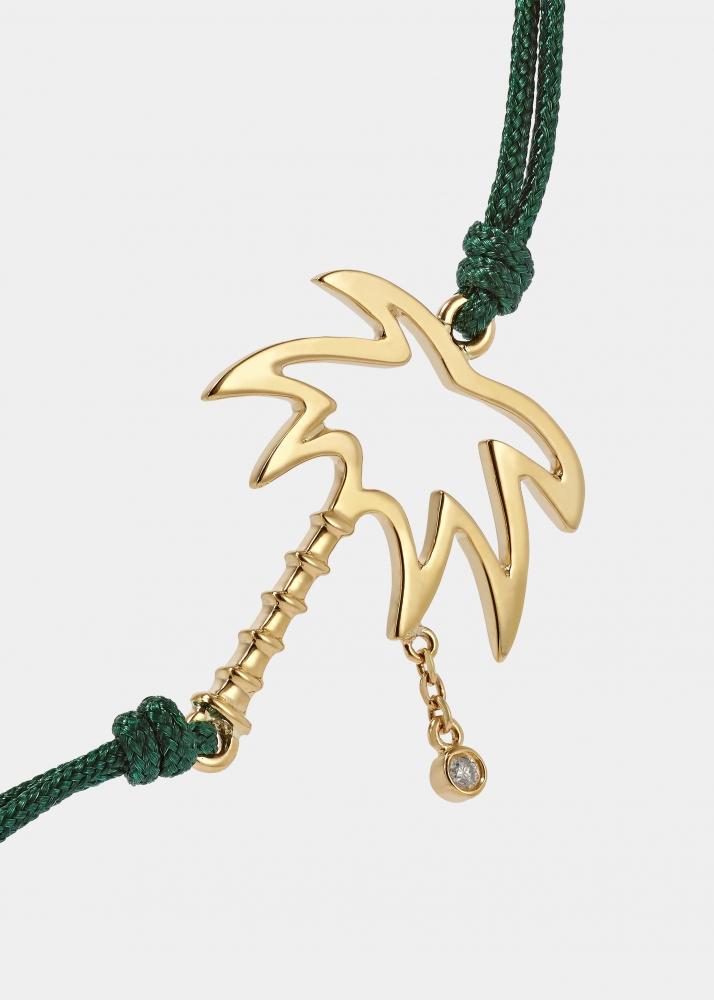 Yvonne Léon Bracelet Fil Palmier Vert Or Jaune