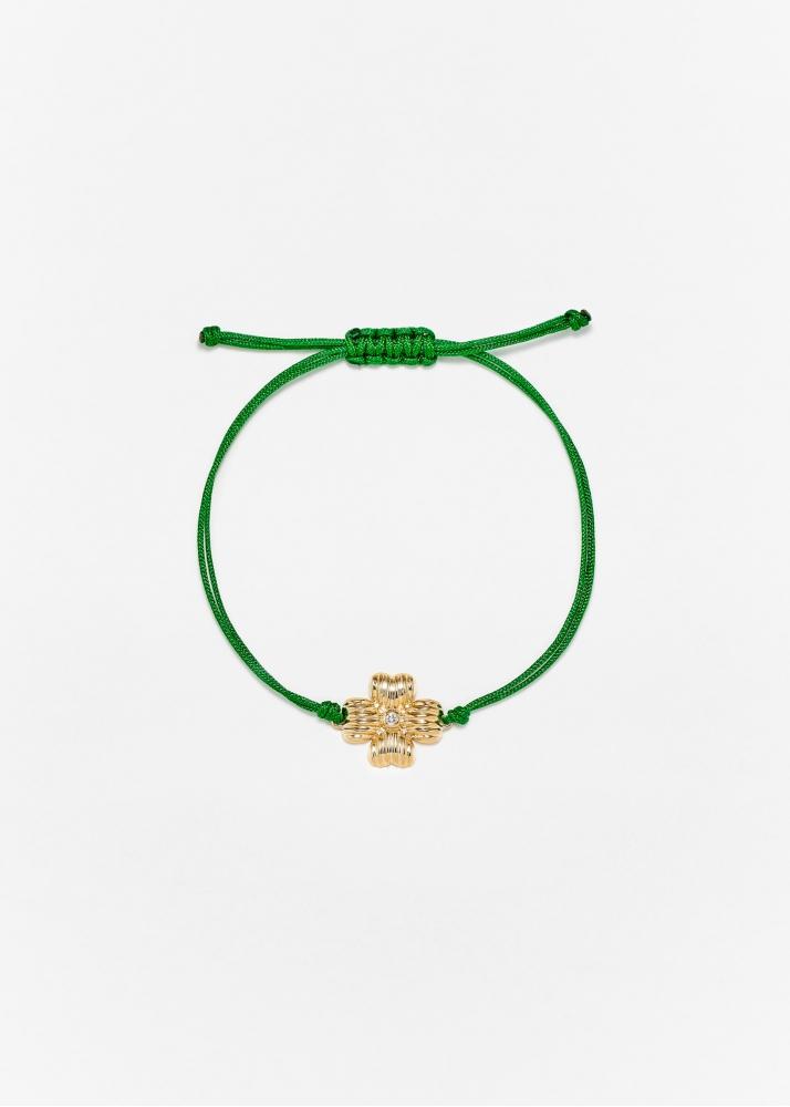 yvonne léon bracelet fil trèfle vert or jaune