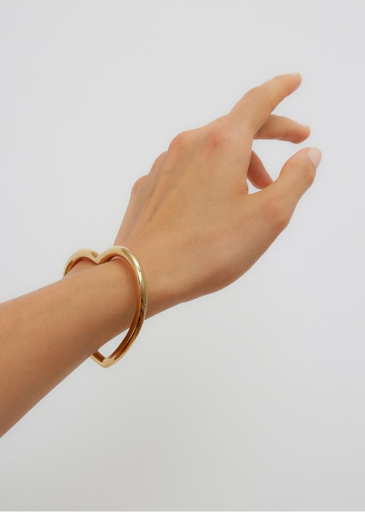 Yvonne Léon Bracelet Jonc Coeur Lisse Or Jaune