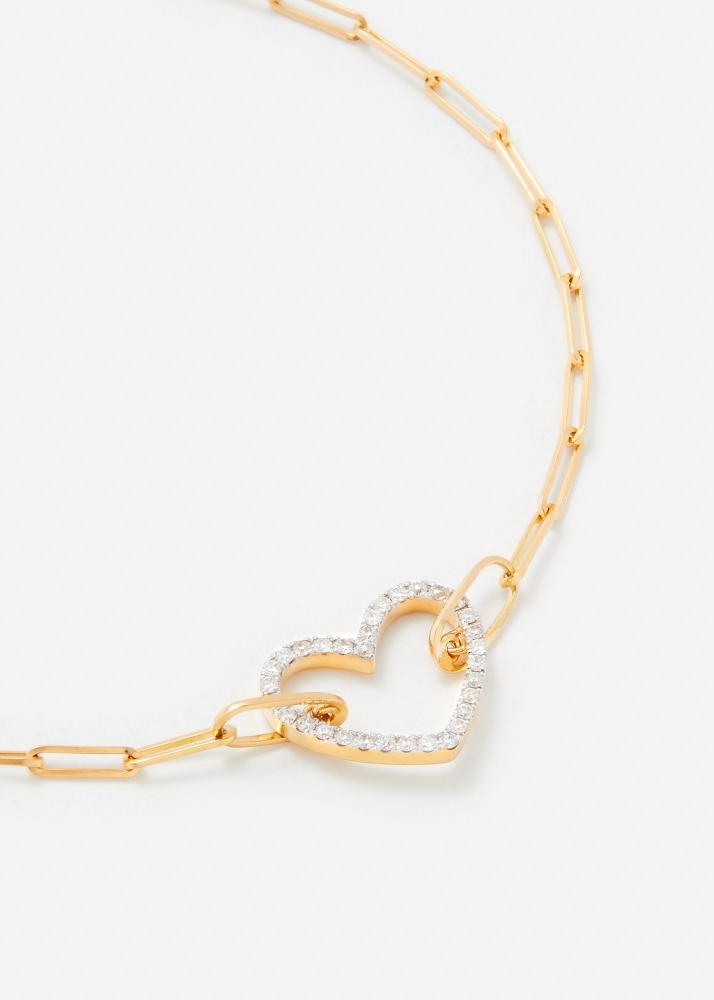 Yvonne Léon Bracelet Petit Coeur Diamants Or Jaune