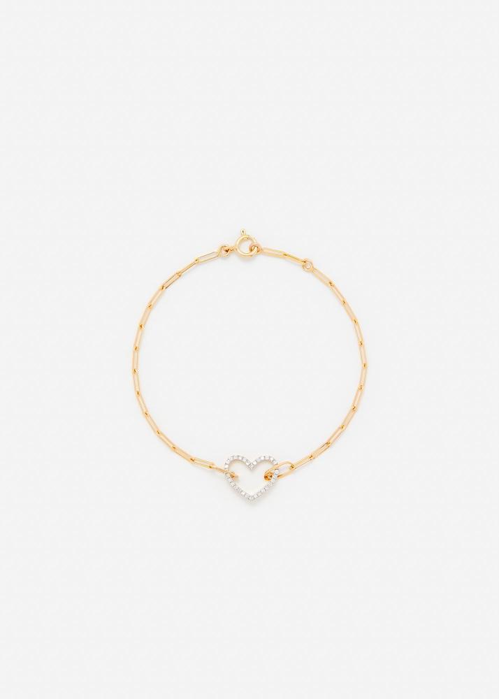 yvonne léon bracelet petit coeur diamants or jaune