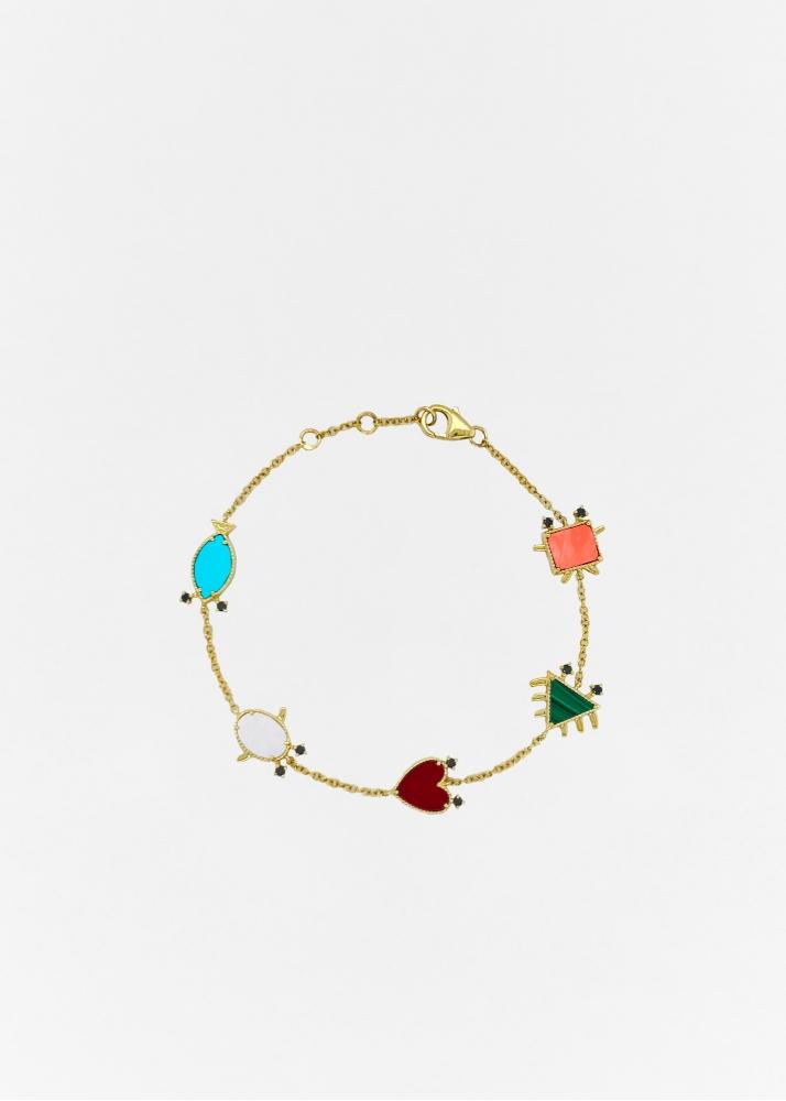 yvonne léon bracelet petits personnages or jaune