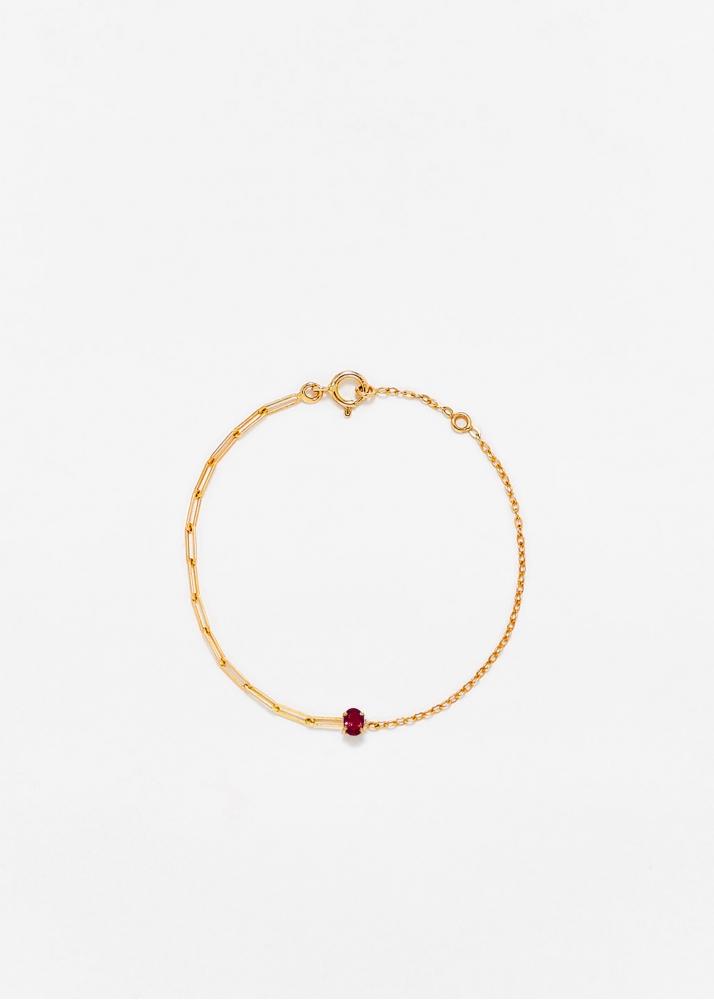 yvonne léon bracelet solitaire rubis pm or jaune