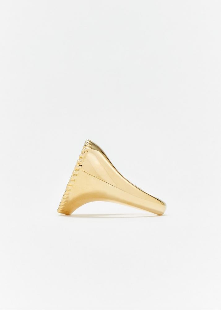 yvonne Léon Chevalière Coeur Corail Or Jaune