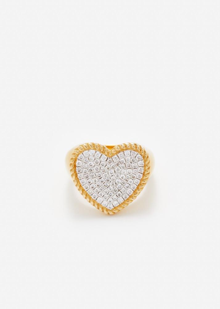 yvonne léon chevalière coeur diamants or jaune