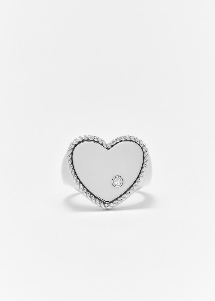 yvonne léon chevalière coeur gold or blanc