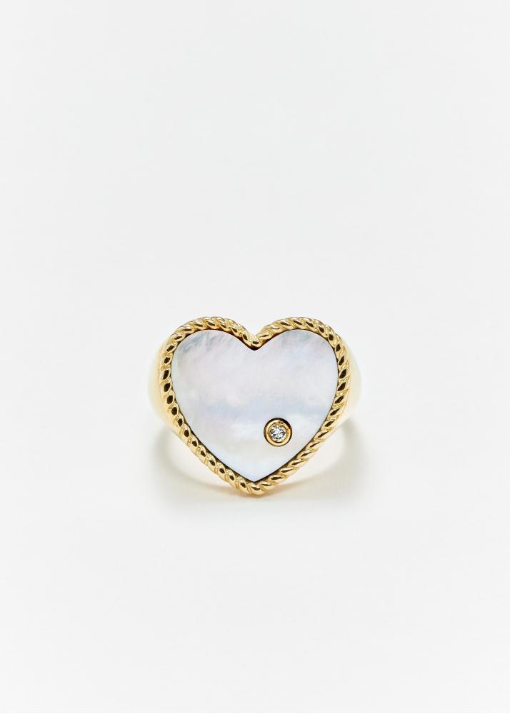 yvonne léon chevalière coeur nacre or jaune