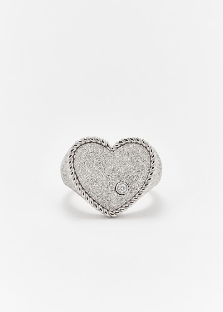 yvonne léon chevalière coeur pailletée or blanc