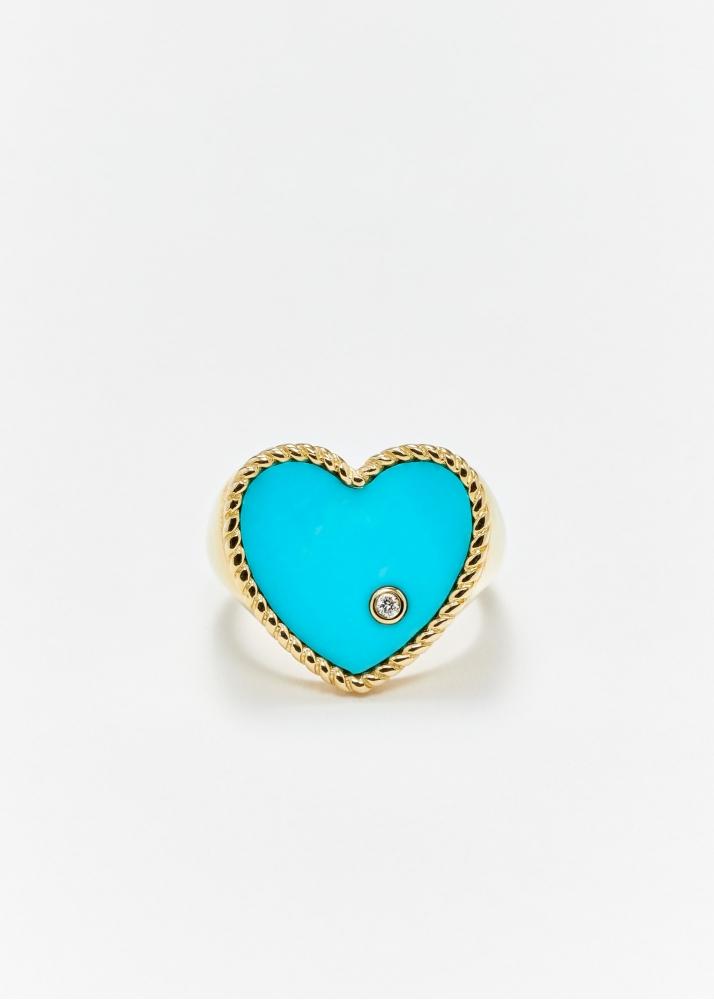 yvonne léon chevalière coeur turquoise or jaune