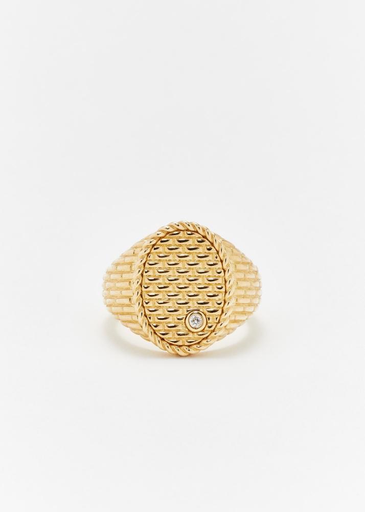 yvonne léon chevalière ovale cannage or jaune