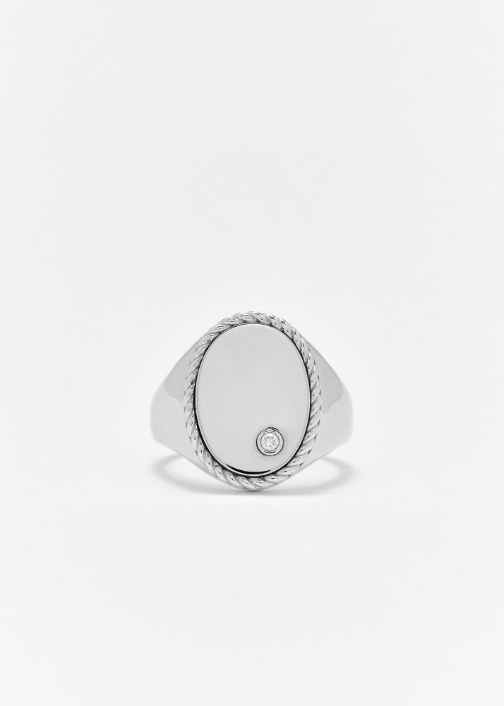 yvonne léon chevalière ovale gold or blanc