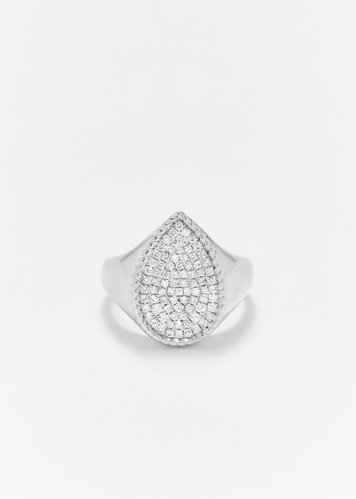 yvonne léon chevalière poire diamants or blanc