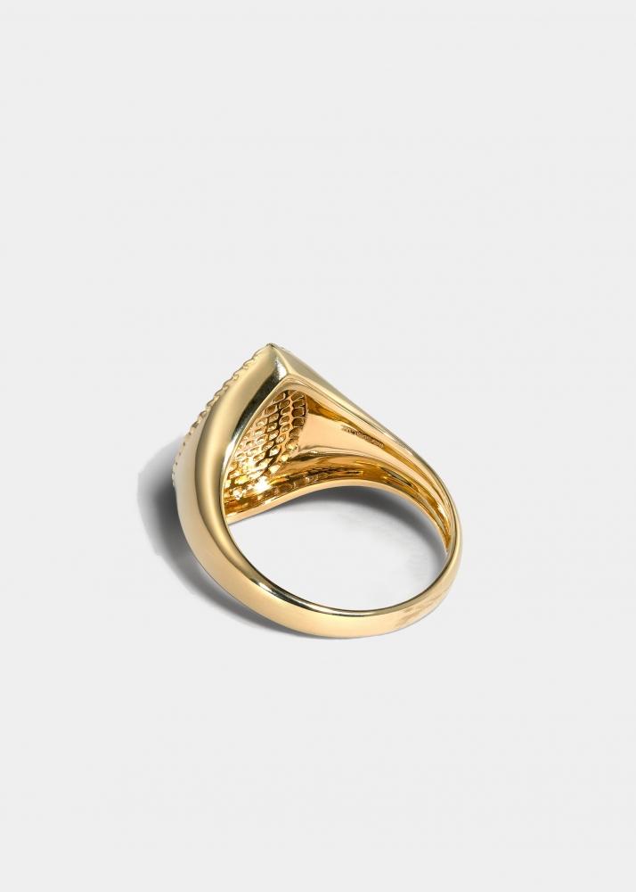 Yvonne Léon Chevalière Poire Diamants Or Jaune