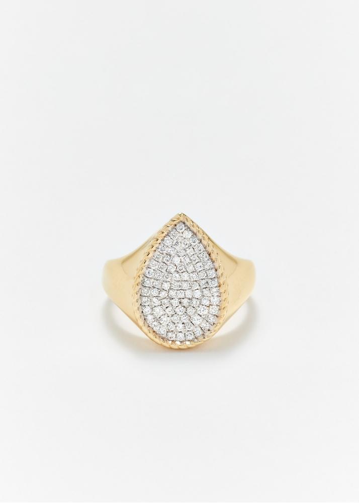 yvonne léon chevalière poire diamants or jaune