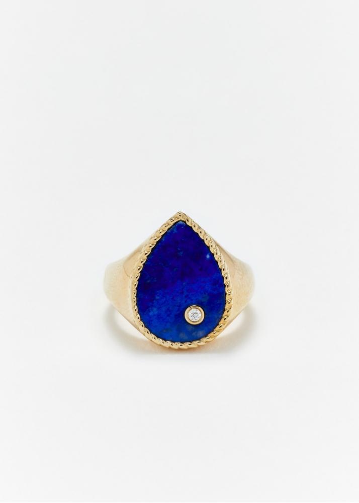 yvonne léon chevalière poire lapis lazuli or jaune