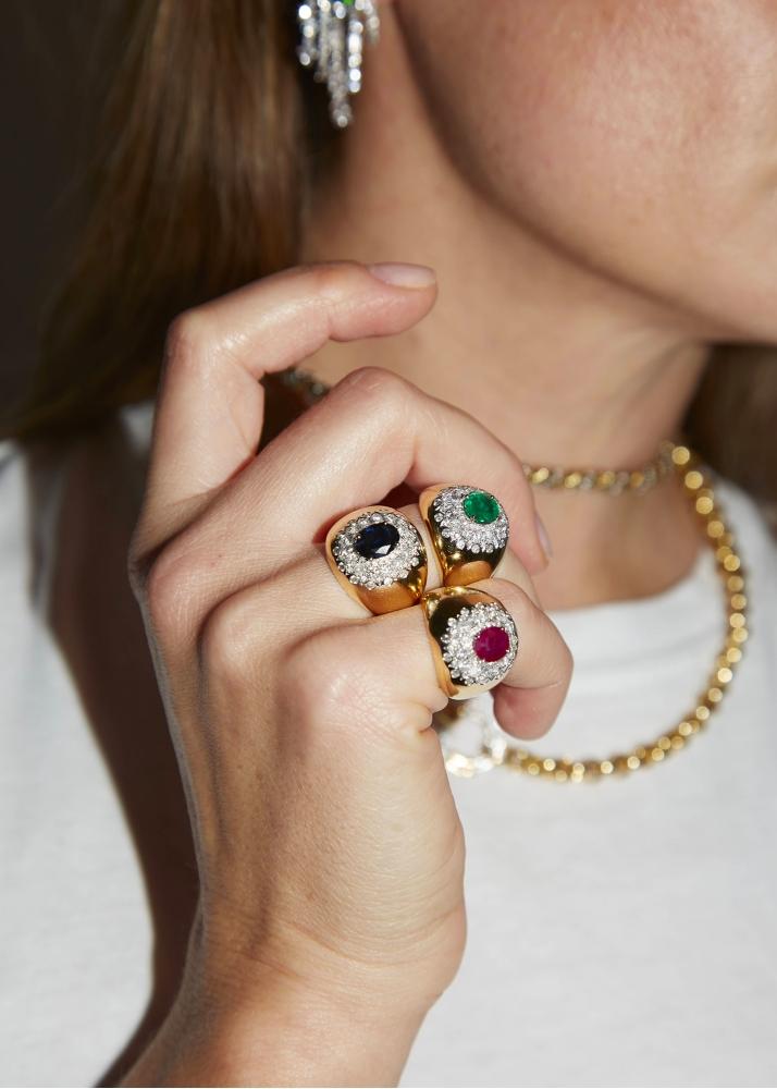 Yvonne Léon Chevalière Pompadour Saphir Or Jaune