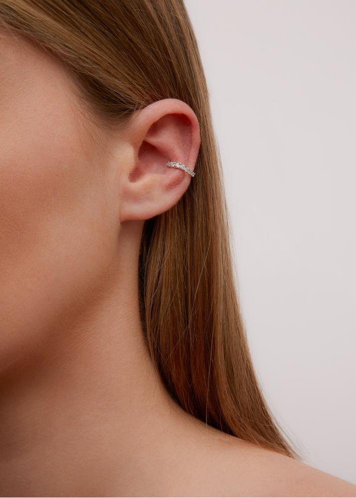 Yvonne Léon Clip D'oreille Vague Diamants Or Blanc