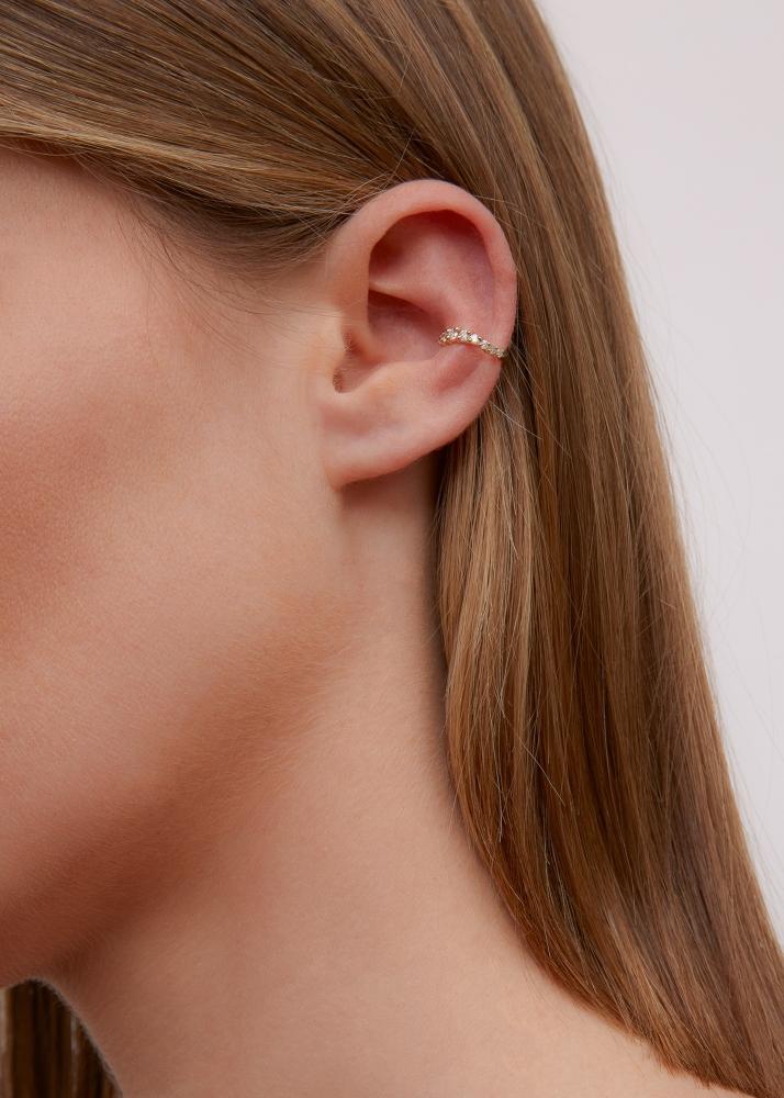 Yvonne Léon Clip D'oreille Vague Diamants Or Jaune