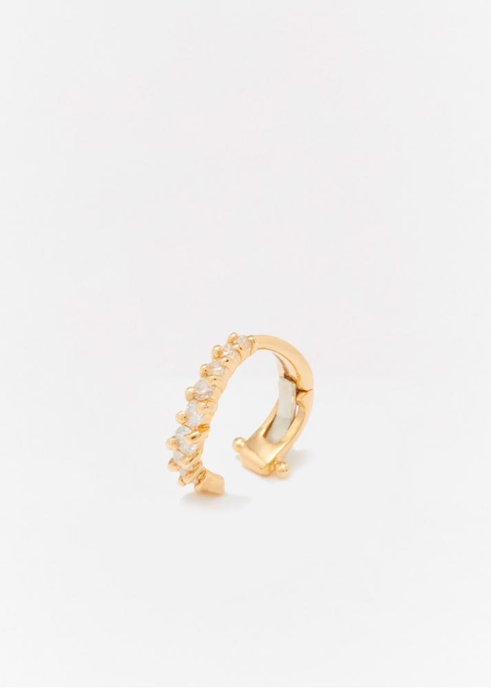 Yvonne Léon Clip D'oreille Vague Diamants Or Jaune