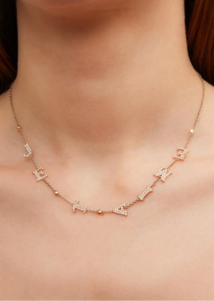 Yvonne Léon Collier Je T'aime Diamants Or Jaune