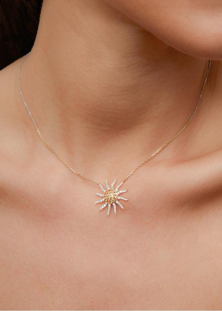 Yvonne Léon Collier Soleil Diamants Citrines 2 Ors