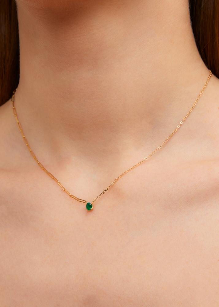 Yvonne Léon Collier Solitaire émeraude Pm Or Jaune