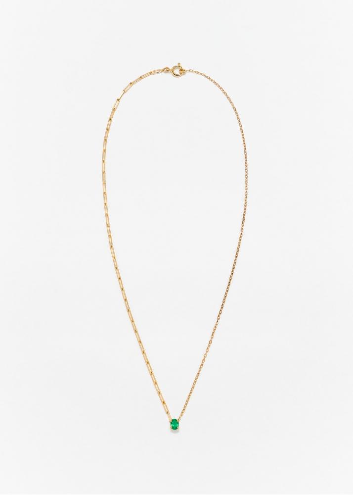 Yvonne Léon Collier Solitaire émeraude Pm Or Jaune