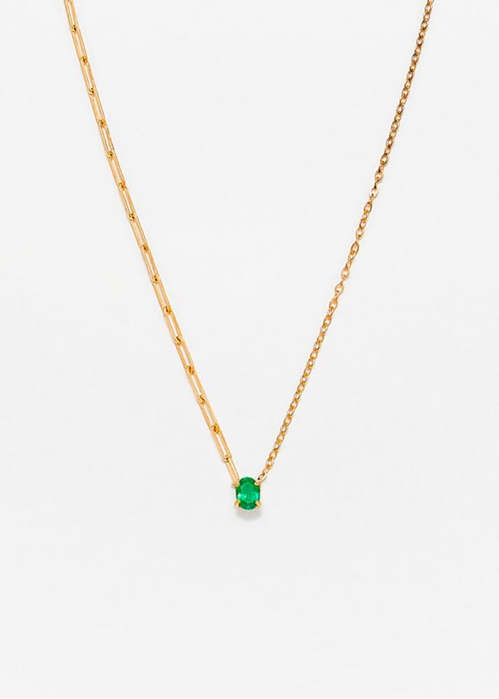 yvonne léon collier solitaire émeraude pm or jaune