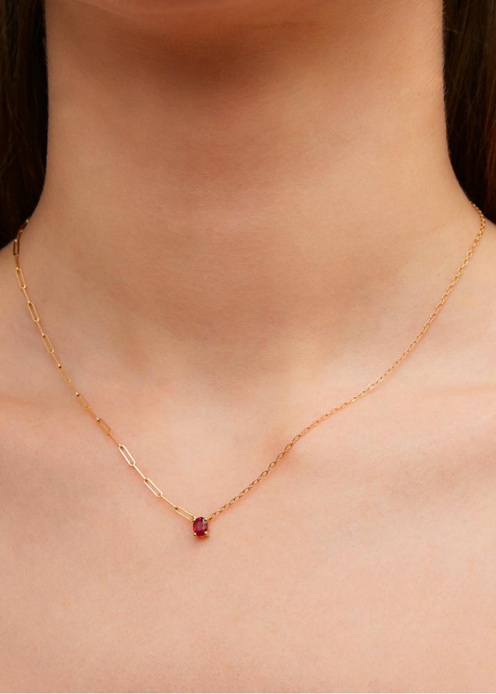 Yvonne Léon Collier Solitaire Rubis Pm Or Jaune