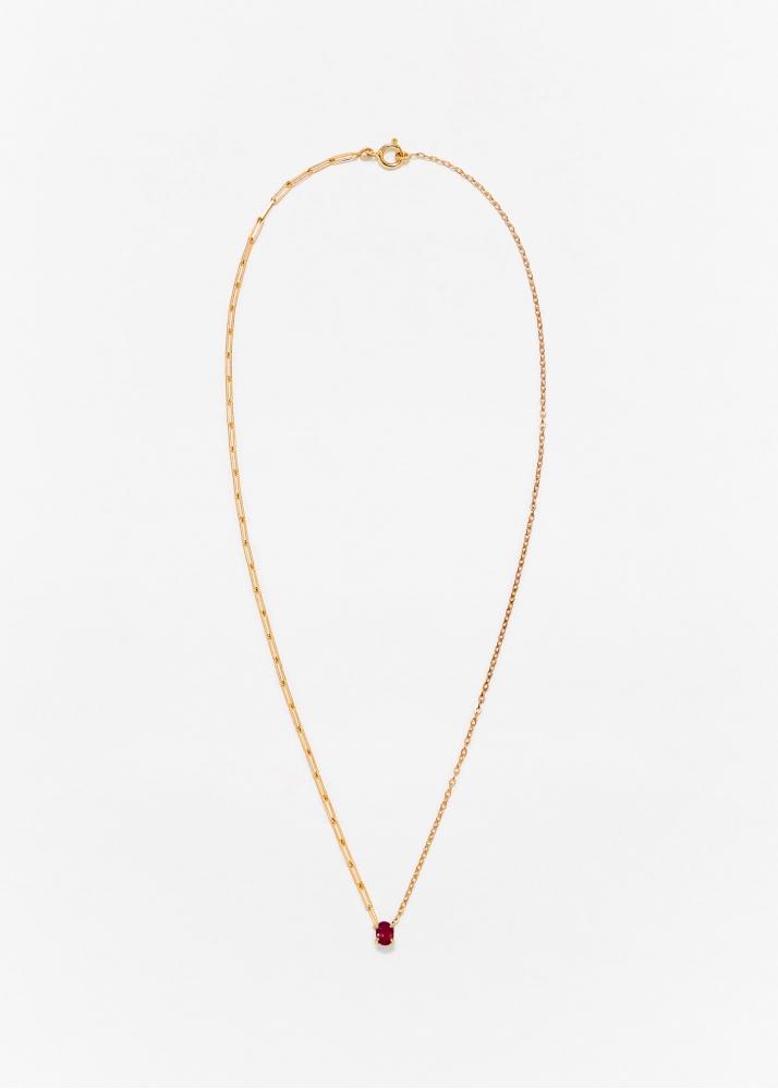 Yvonne Léon Collier Solitaire Rubis Pm Or Jaune