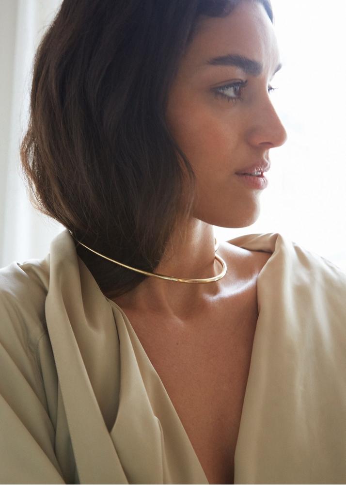 Yvonne Léon Collier Torque Cœur Lisse Or Jaune