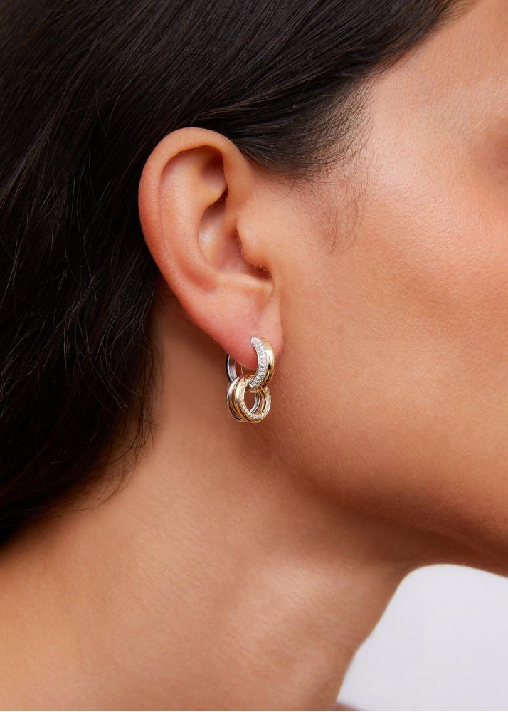 Yvonne Léon Double Créole Bouées Diamants 2 Ors