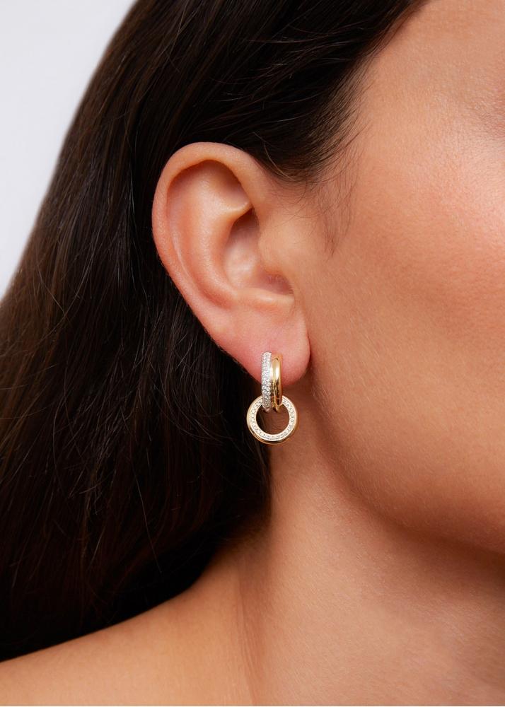 Yvonne Léon Double Créole Bouées Diamants 2 Ors